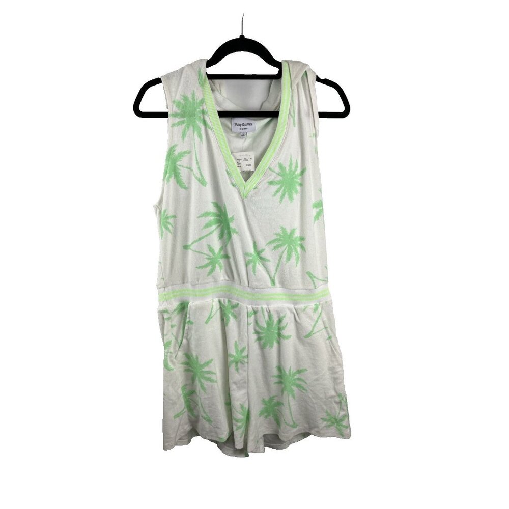 Juicy Couture NWT Green & White Terry Cloth Beachy Short Jumper Womens Size L
